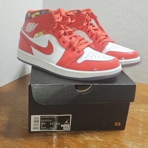 Jordan Red and White Athletic Shoes High-Top Design